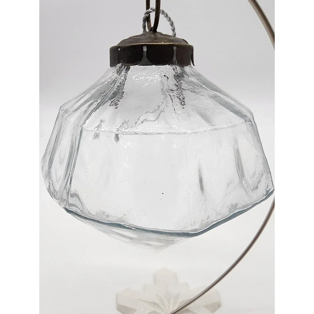Large Clear Kugel Style Restoration Hardware Diamond Shaped Glass Ornament Big